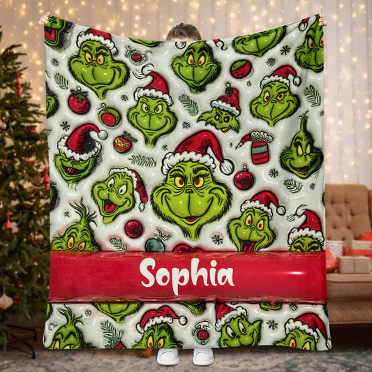 Green Character - Personalized Stole Christmas Blanket