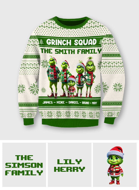 Grinch Squad - Personalized Stole Christmas Ugly Sweater