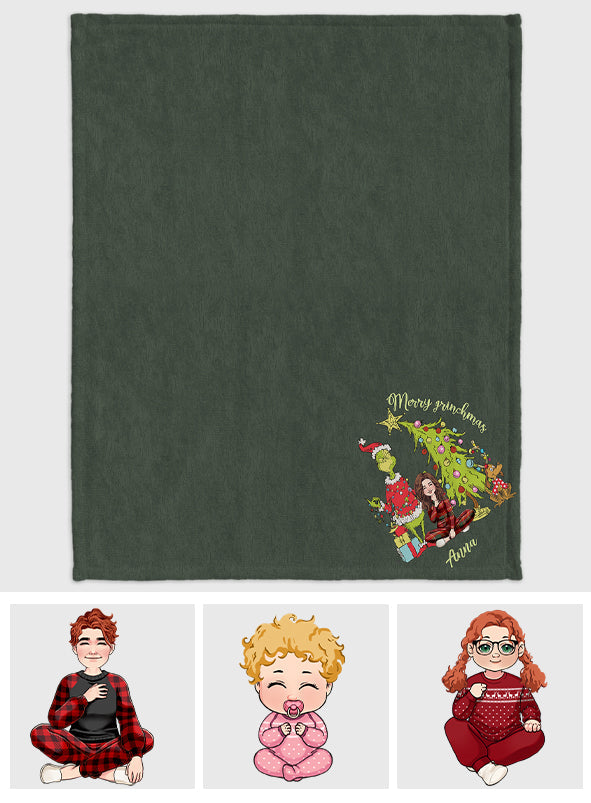 Joyeux Noël Green Mischief - Couverture de Noël étole personnalisée