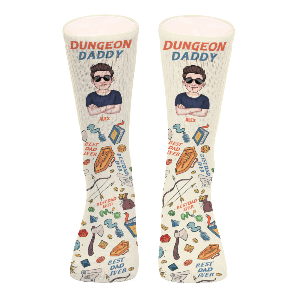Comme un papa normal, mais en plus cool - Chaussettes RPG personnalisées