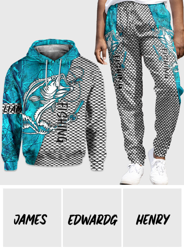 Passionné de pêche ? Sweat à capuche et pantalon de survêtement personnalisés sur le thème de la pêche
