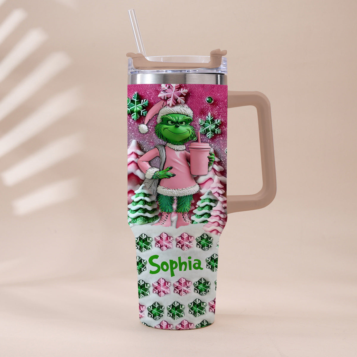 Merry Chrinchmas - Personalized Stole Christmas Tumbler With Handle