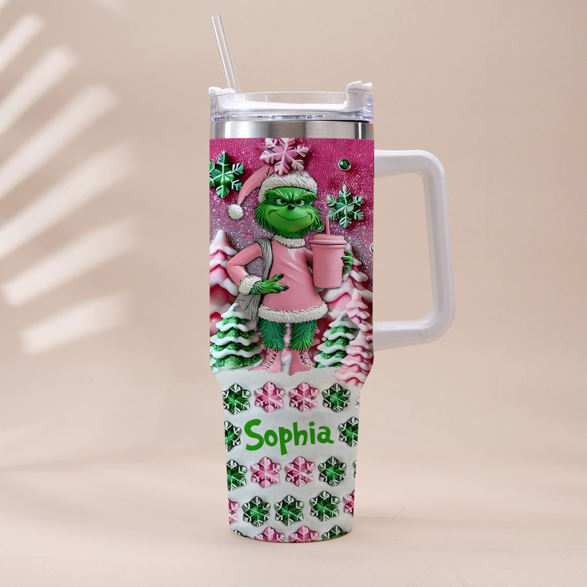 Merry Chrinchmas - Personalized Stole Christmas Tumbler With Handle