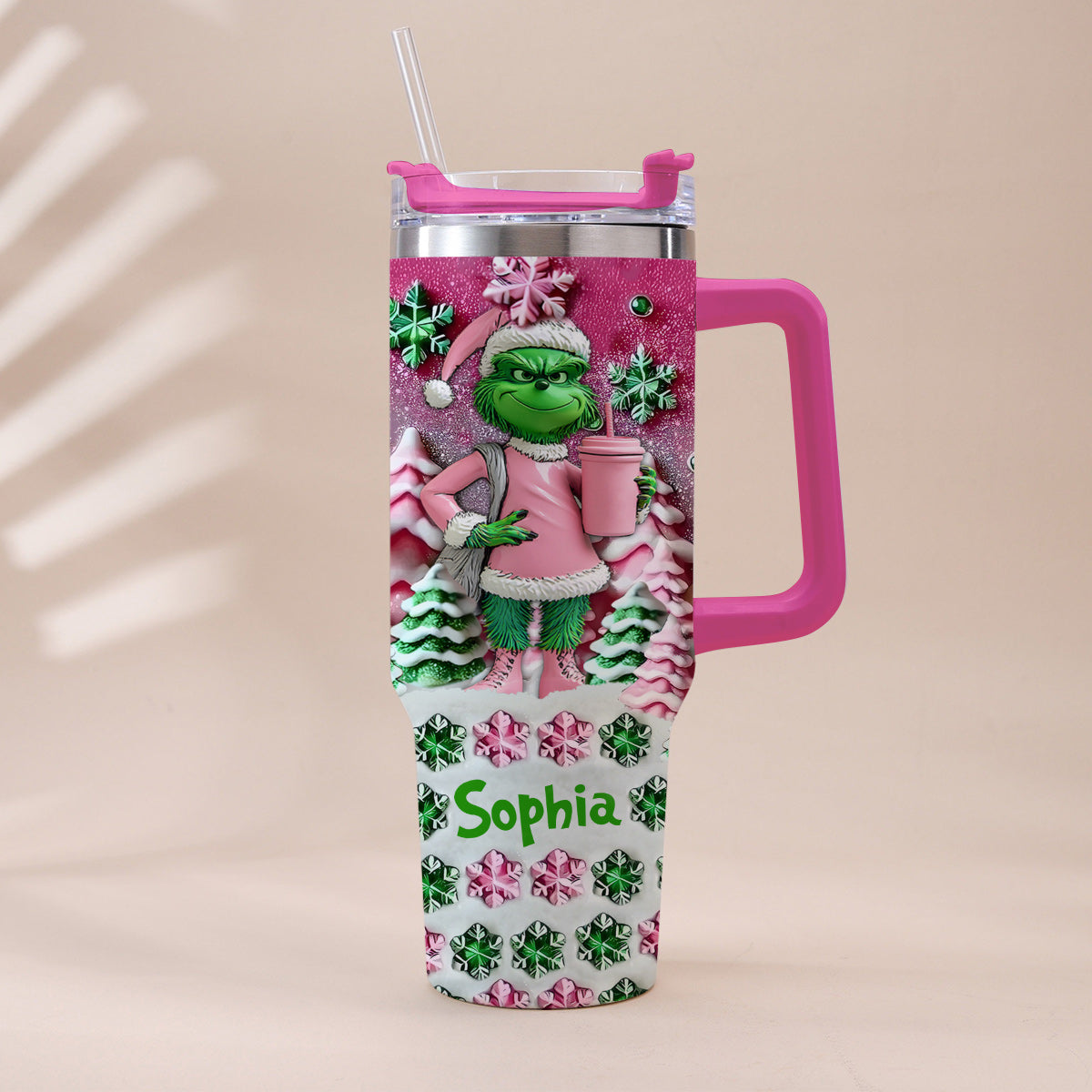 Merry Chrinchmas - Personalized Stole Christmas Tumbler With Handle