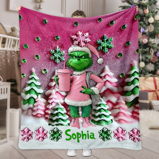 Merry Grinchmas - Personalized Stole Christmas Blanket