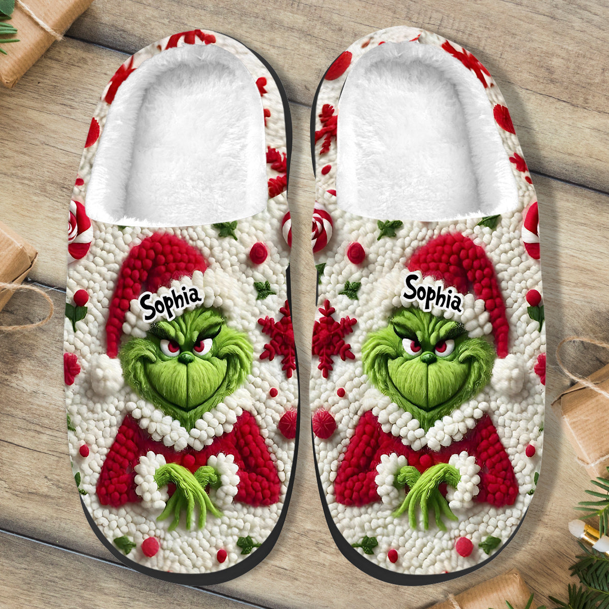 Merry Grinchmas - Personalized Stole Christmas Slippers