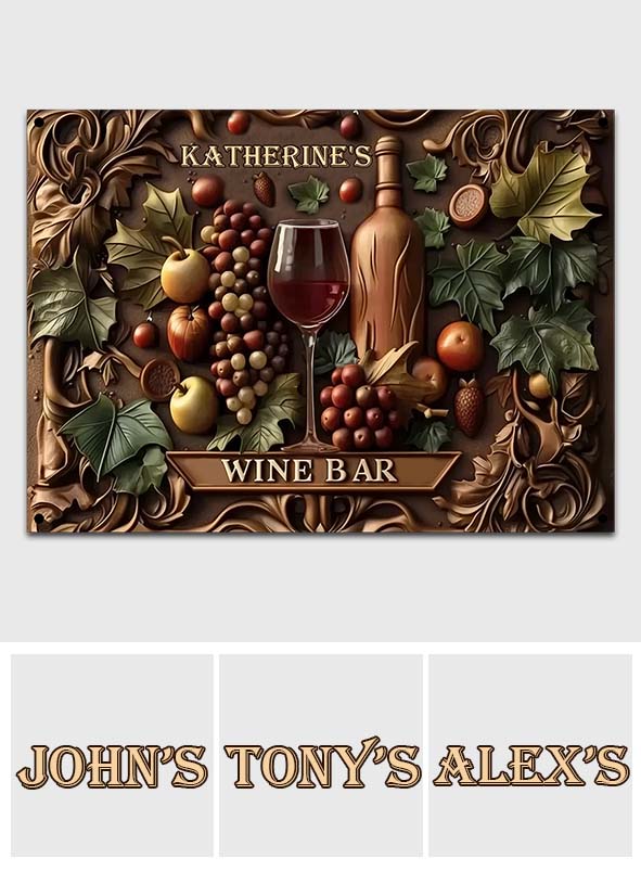 Welcome To The Wine Bar - Personalized Wine Rectangle Metal Sign