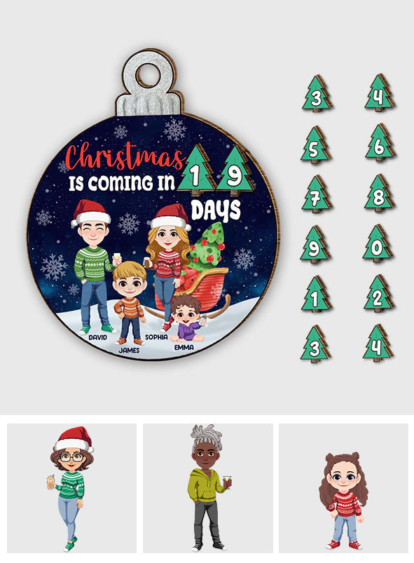 Noël approche - Panneau en bois saisonnier personnalisable pour toute la famille