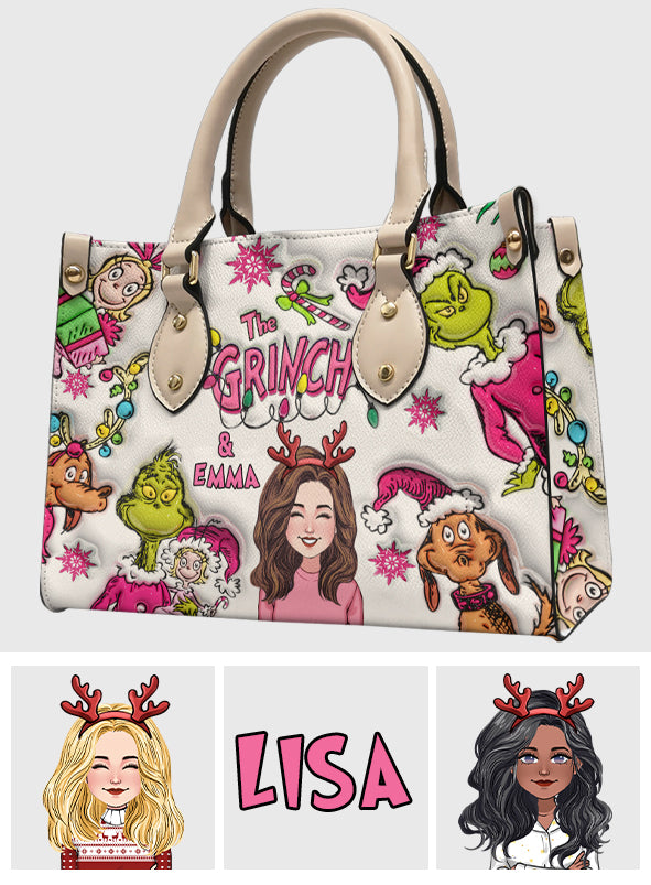 Le Grinch et moi - Étole de Noël personnalisée en cuir
