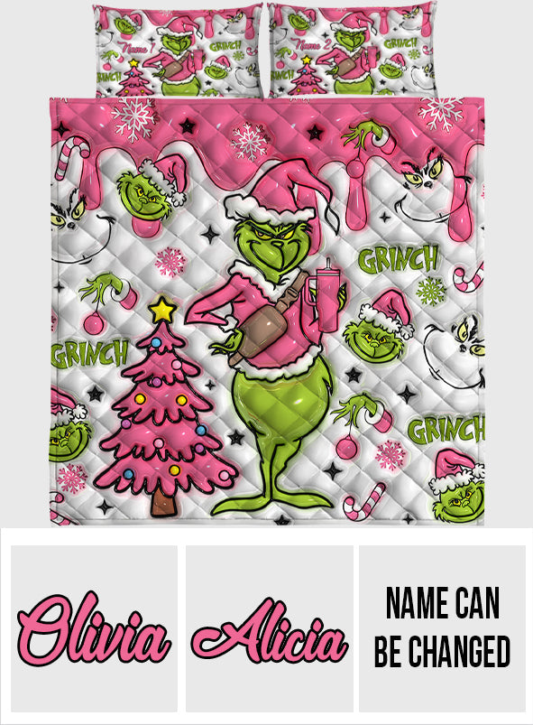 Merry Grinchmas - Personalized Stole Christmas Quilt Set