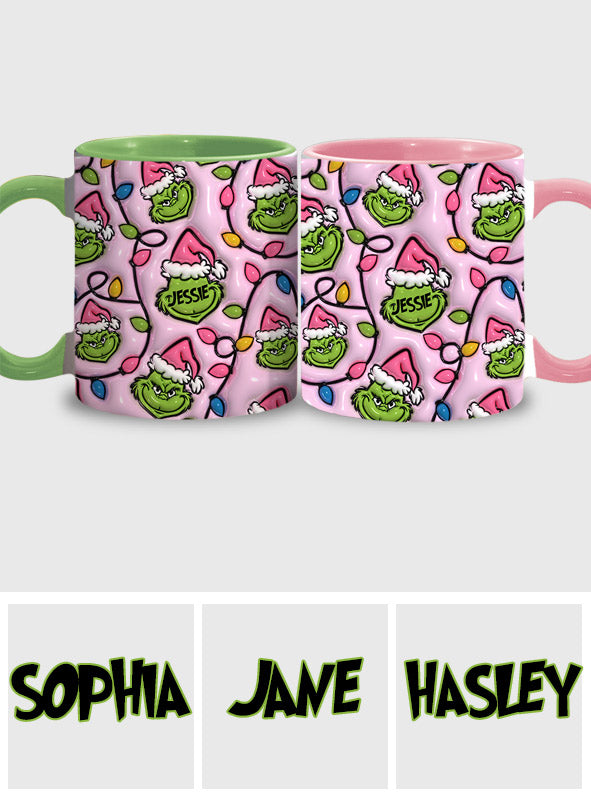 Green & Pink - Personalized Stole Christmas Accent Mug