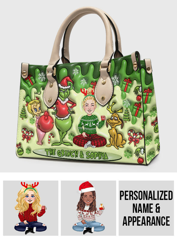 Merry Christmas - Personalized Stole Christmas Leather Handbag