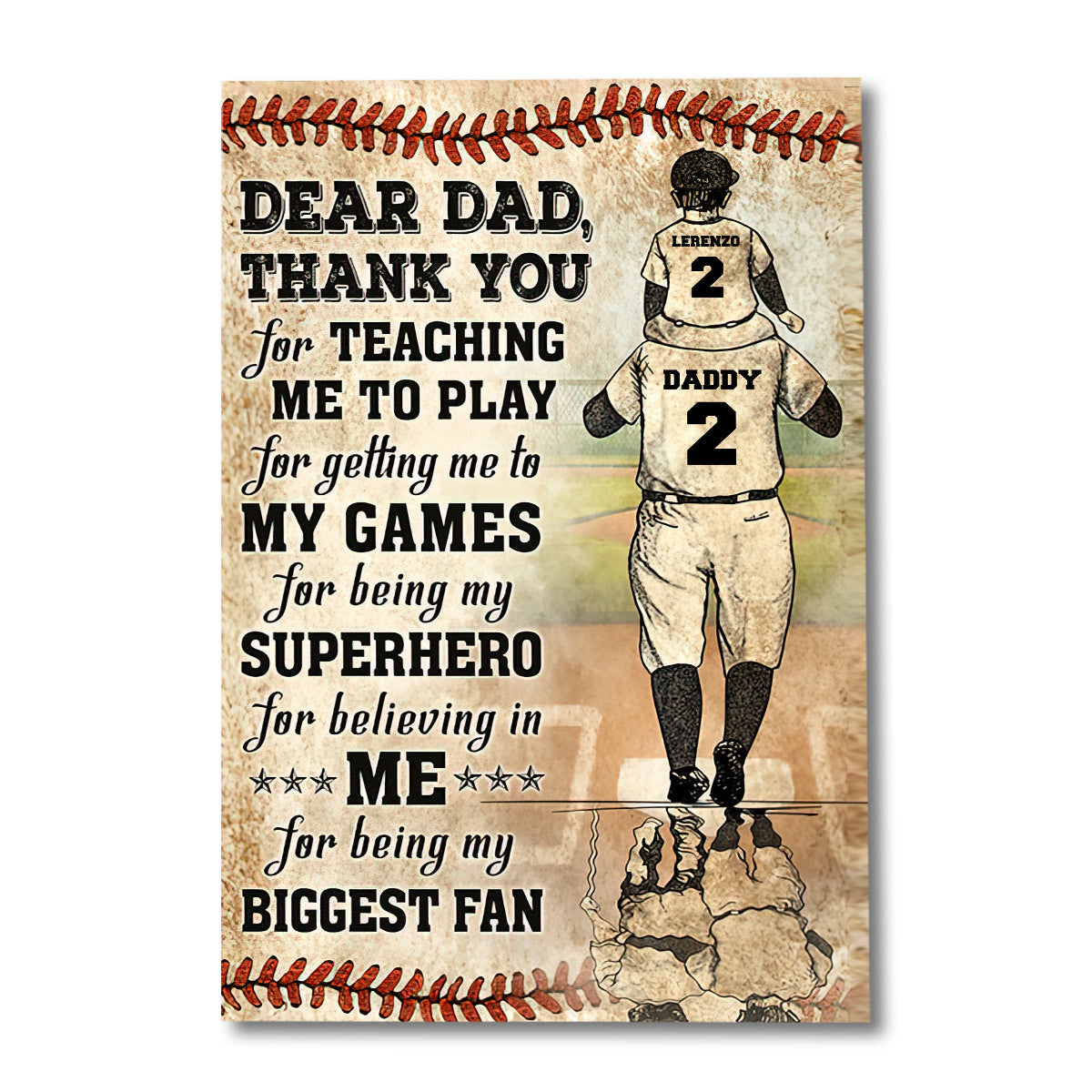 Merci papa, mon plus grand fan ! - Toile et affiche personnalisées sur le thème du baseball