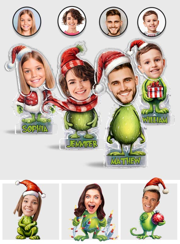 Green Mischief Stolen Christmas - Étole de Noël personnalisée avec tête qui secoue