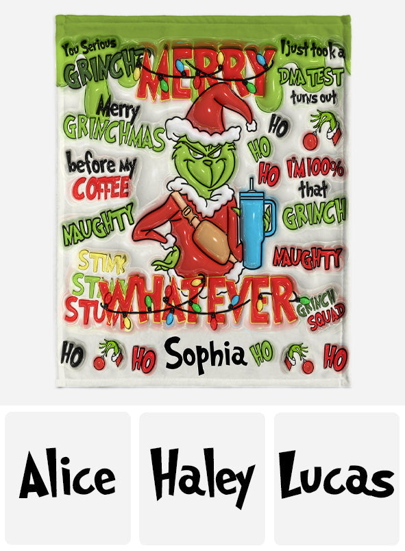 Merry Grinchmas - Personalized Stole Christmas Blanket