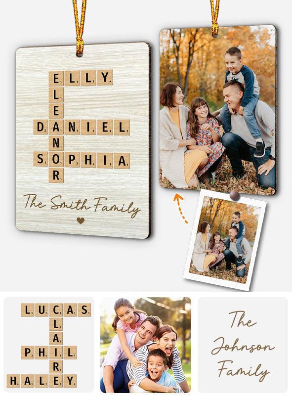 Family Crossword Art - Personalized Family Ornament