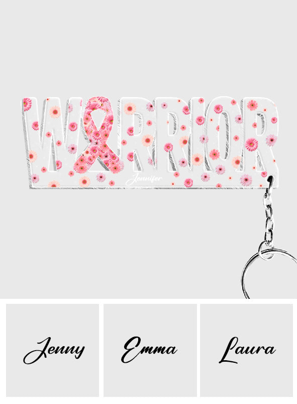 Guerrière du cancer du sein - Porte-clés personnalisé pour la sensibilisation au cancer du sein, en forme de carte de visite