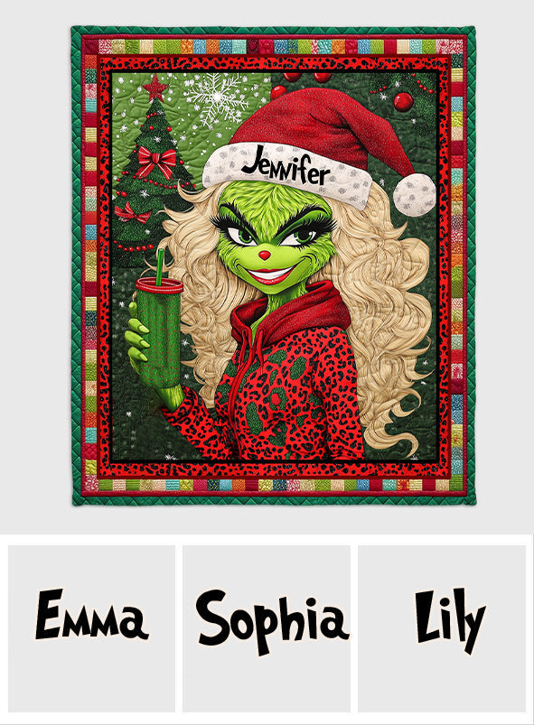 Beautiful Green Lady - Personalized Stole Christmas Quilt