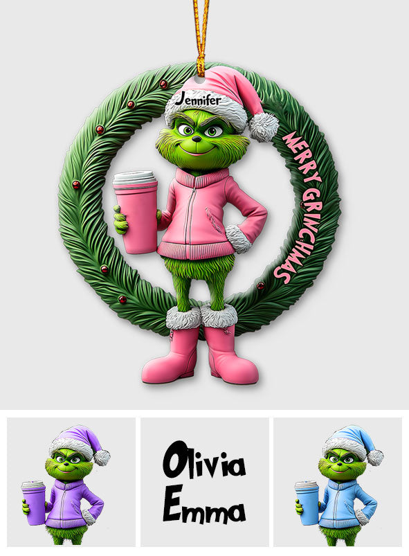 Grinchy Green Lady - Personalized Stole Christmas Ornament