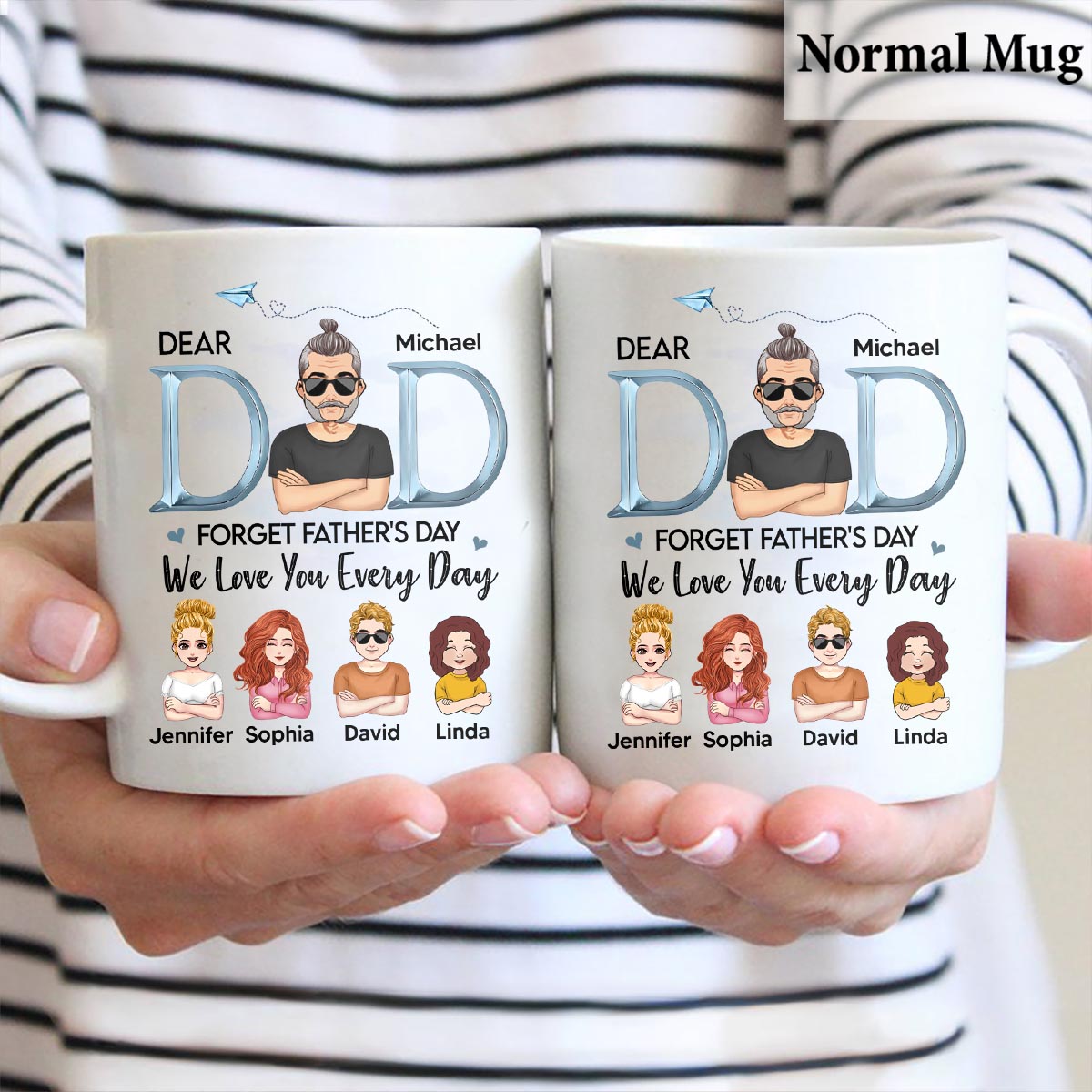 On t'aime tous les jours, papa - Mug personnalisé pour père