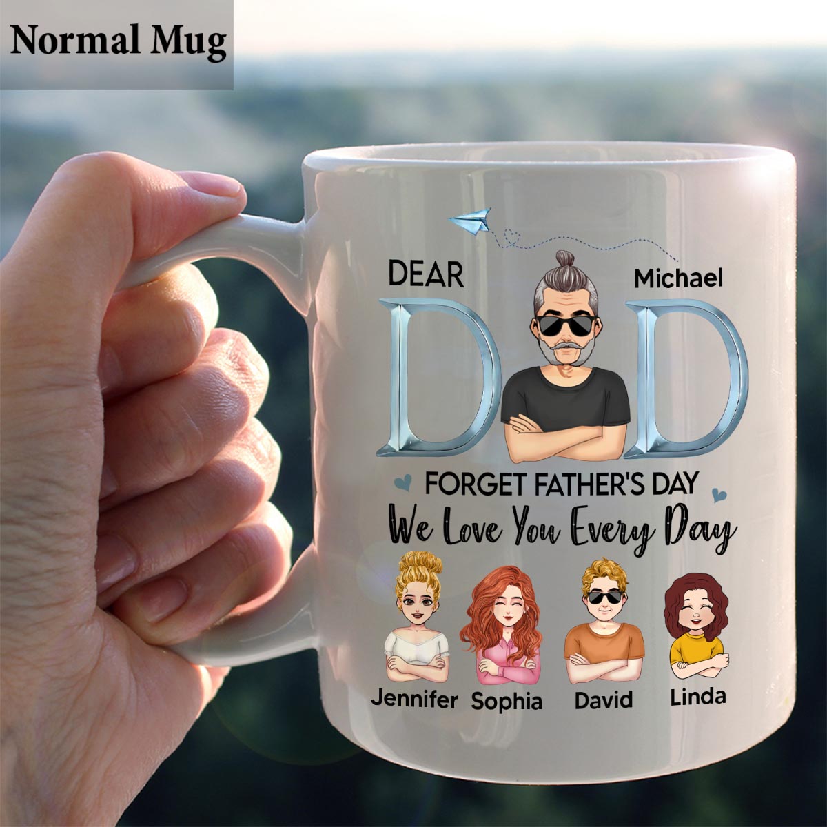 On t'aime tous les jours, papa - Mug personnalisé pour père