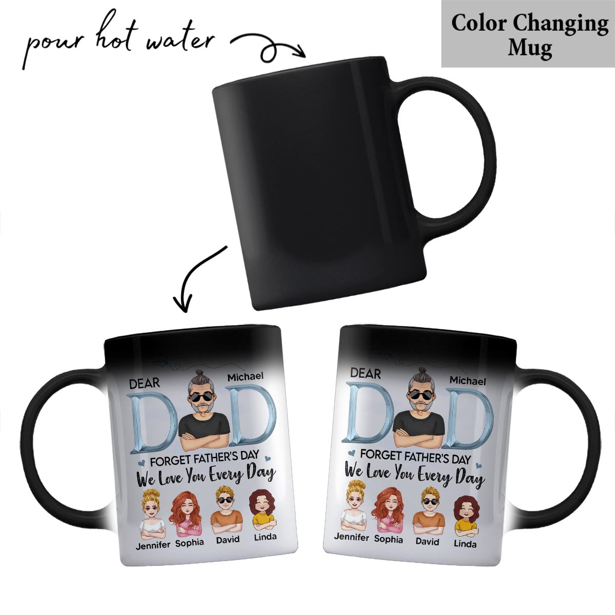 On t'aime tous les jours, papa - Mug personnalisé pour père