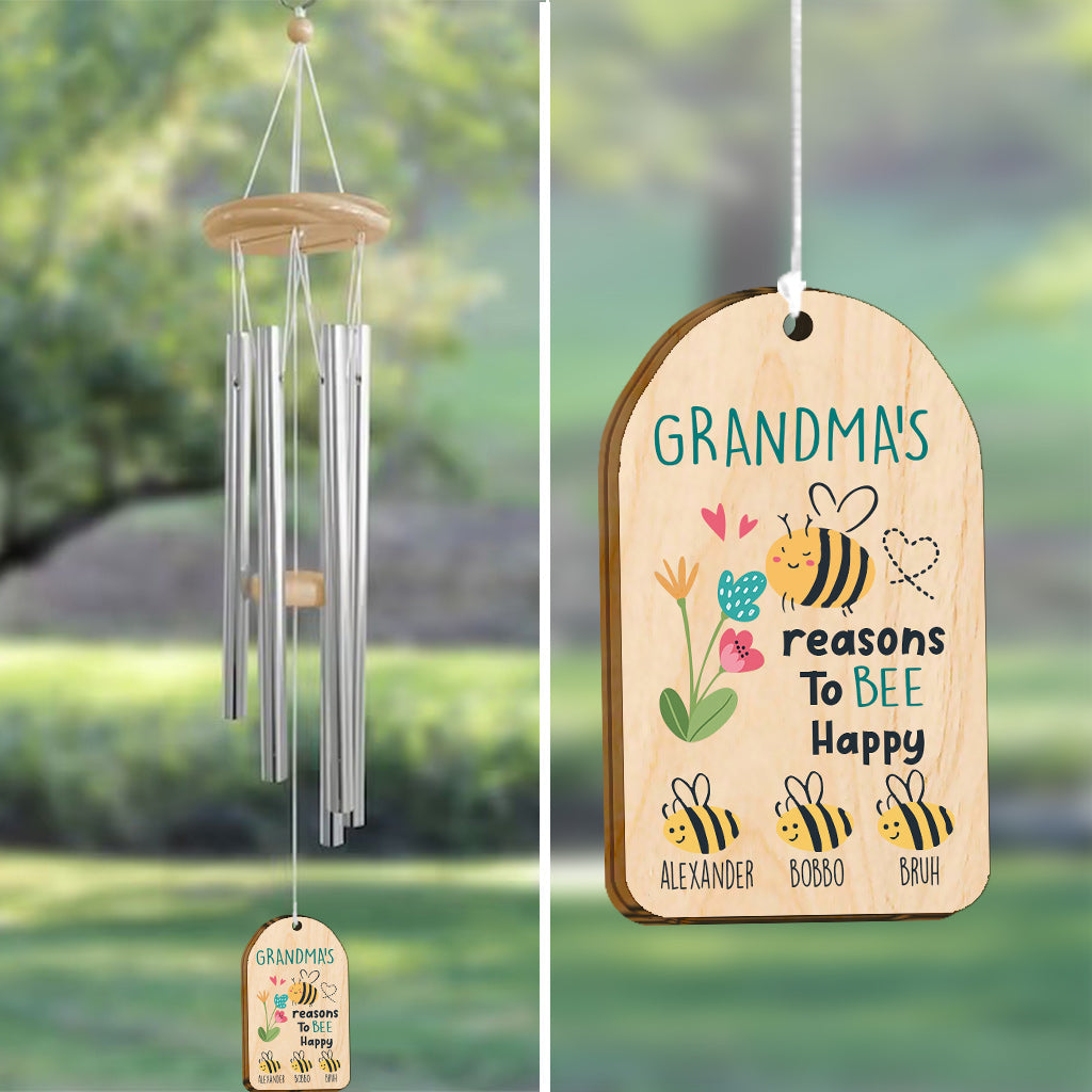 Raisons d'être heureuse pour grand-mère - Carillon éolien personnalisé pour grand-mère