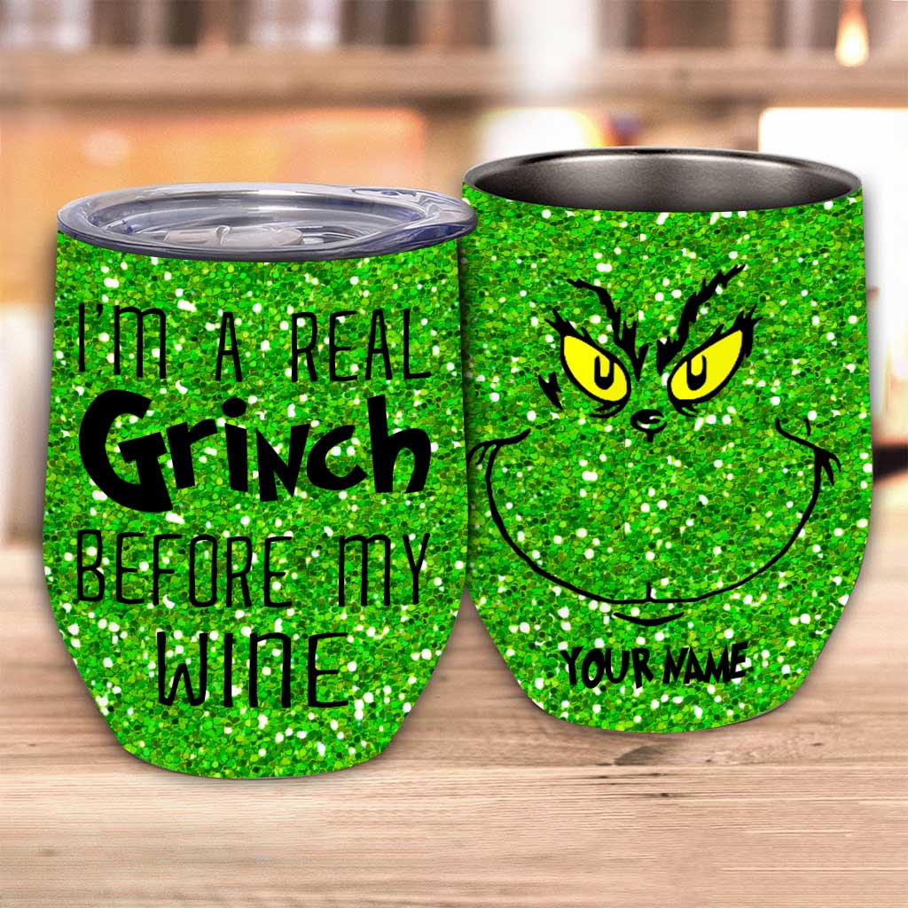 Gobelet à vin personnalisé « Avant mon café » avec étole de Noël