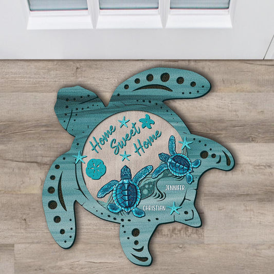 Couple génial de tortues - Paillasson personnalisé en forme de tortue
