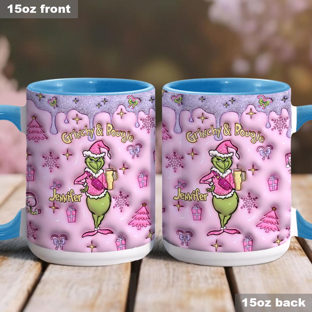 Grinchy &amp; Bougie - Mug personnalisé avec étole de Noël