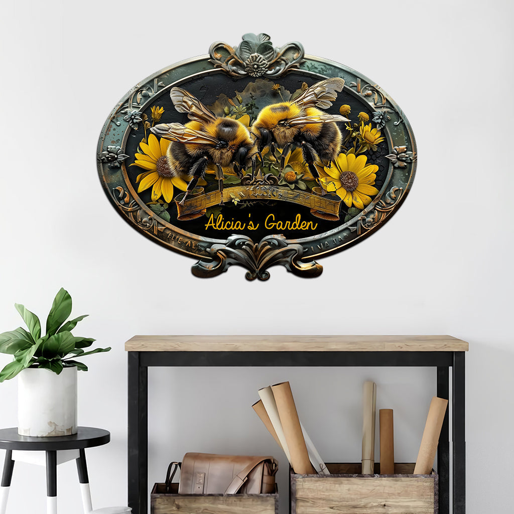 Jardin des abeilles - Panneau en métal découpé personnalisé pour le jardinage