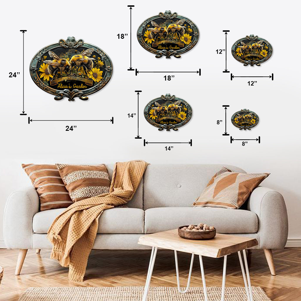 Jardin des abeilles - Panneau en métal découpé personnalisé pour le jardinage