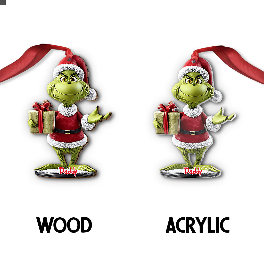 Green Monster With Gift - Personalized Stole Christmas Ornament