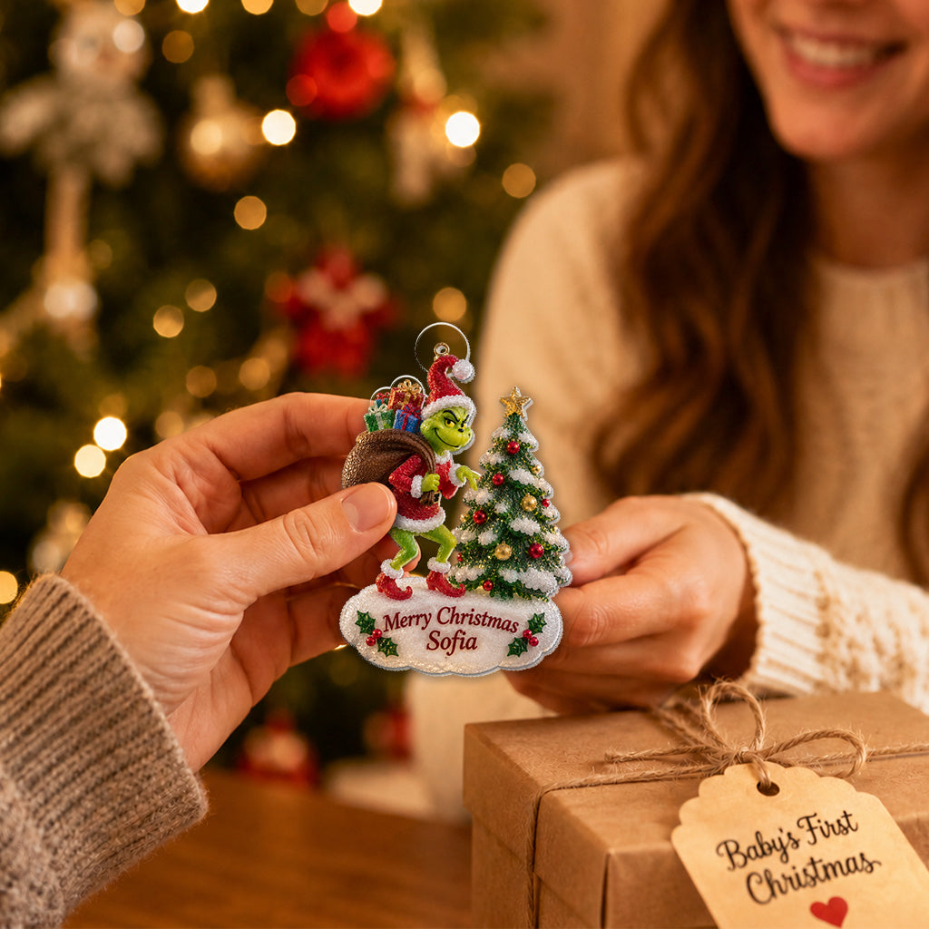 Merry Christmas - Personalized Stole Christmas Custom Shape Glass Ornament