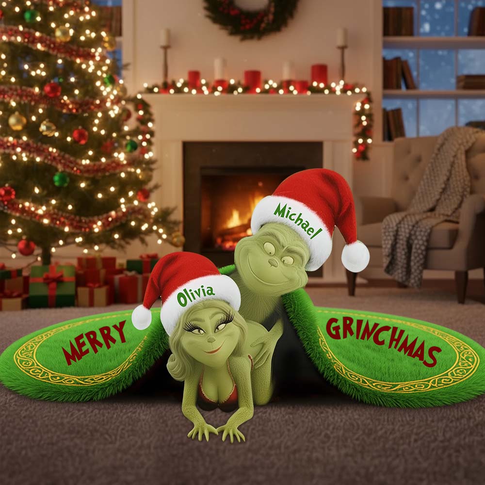 Cadeau de Noël amusant pour couple - Étole de Noël personnalisée, tapis tufté antidérapant