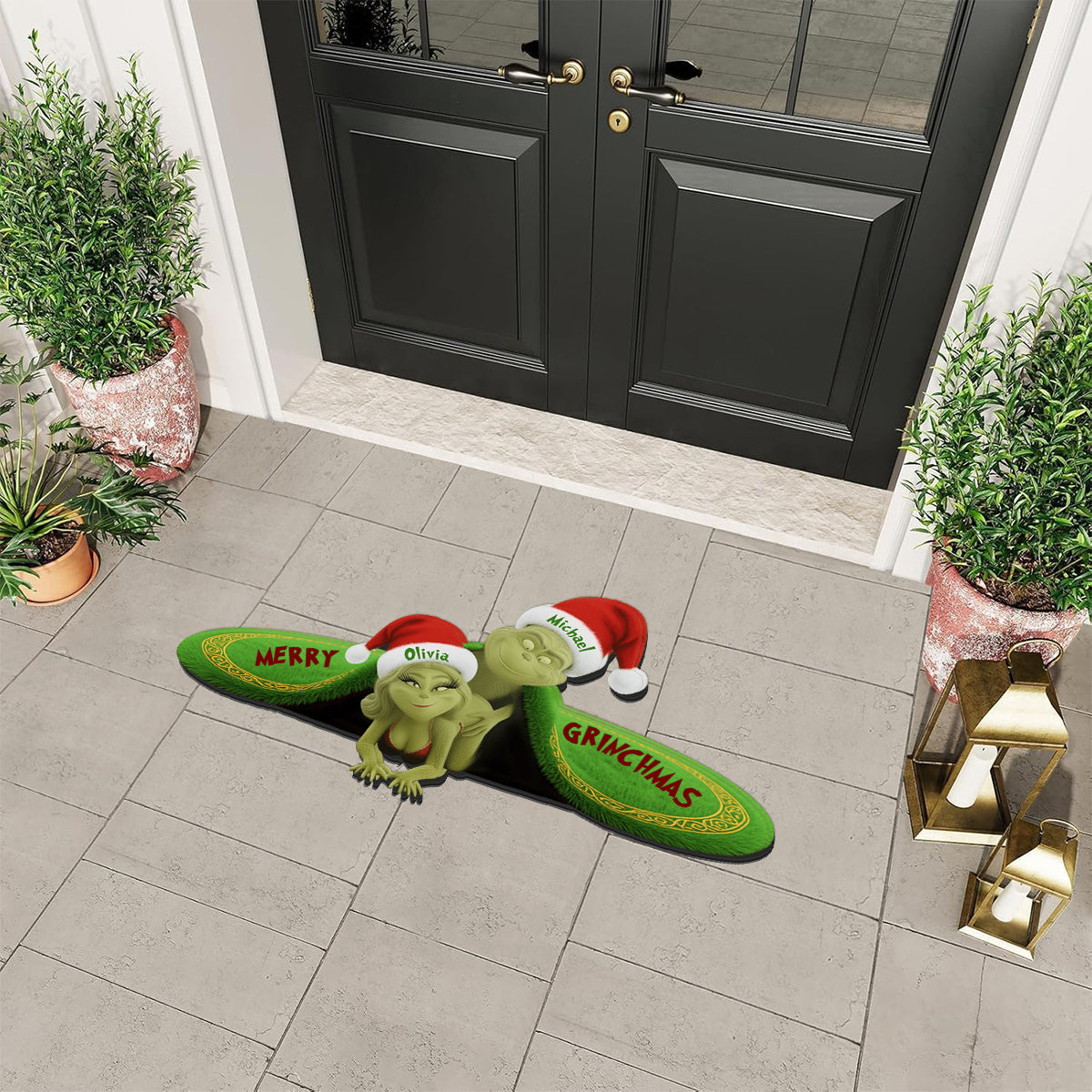 Cadeau de Noël amusant pour couple - Étole de Noël personnalisée, tapis tufté antidérapant