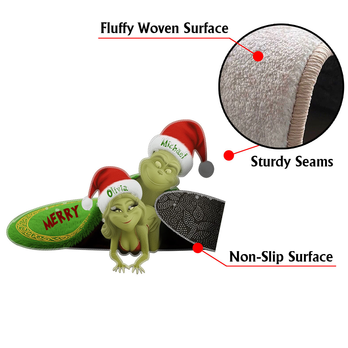 Cadeau de Noël amusant pour couple - Étole de Noël personnalisée, tapis tufté antidérapant