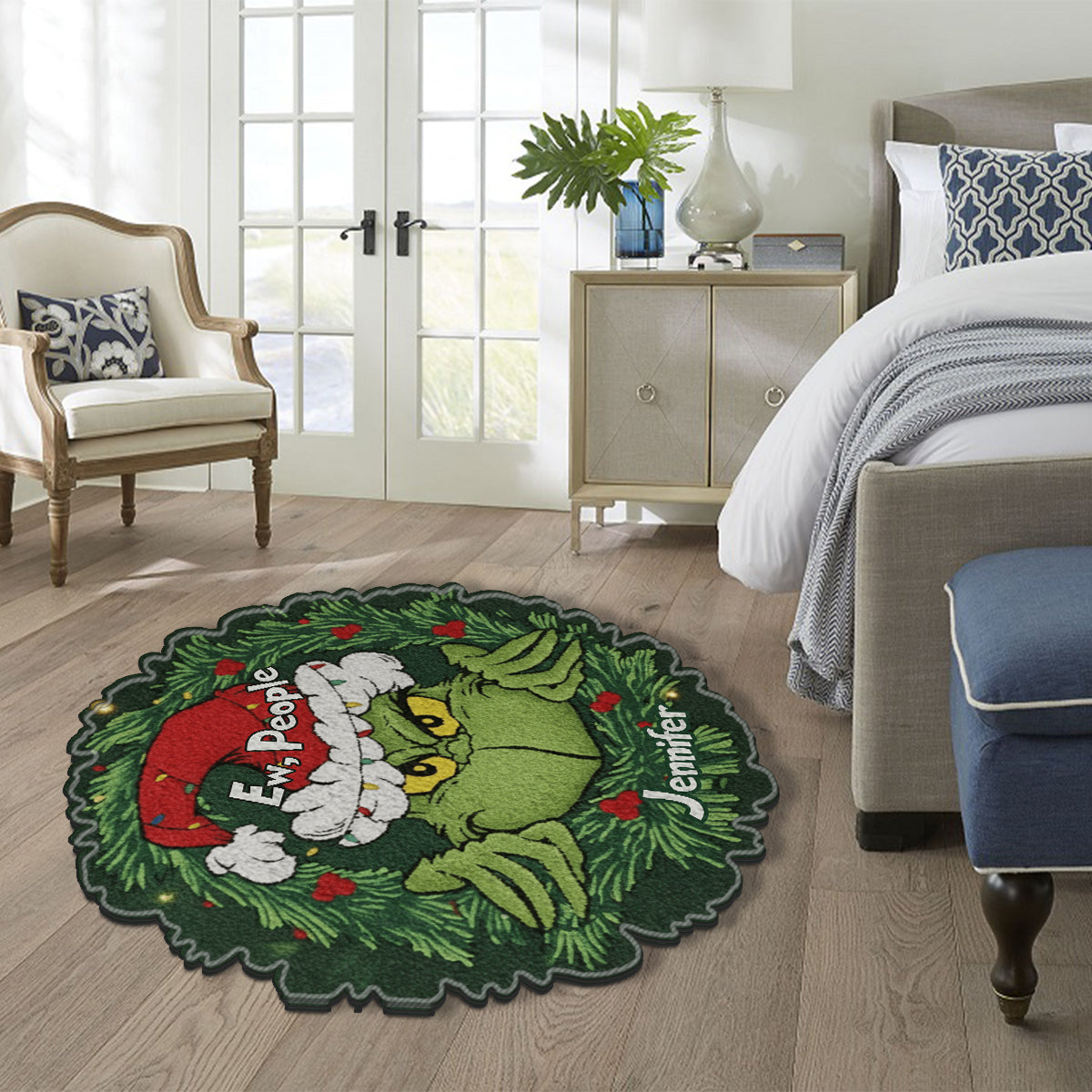 Beurk, les gens ! - Tapis de Noël personnalisé avec étole et motif antidérapant