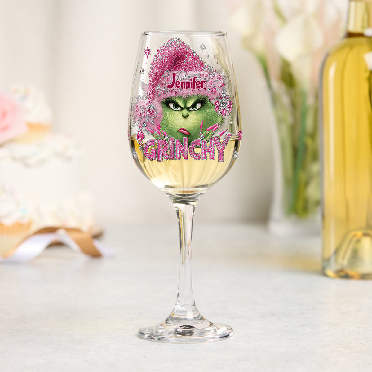 Drink Up, Grinches - Personalized Stole Christmas Wine Glass With Long Stem