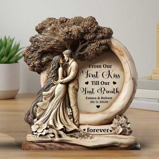 De notre premier baiser à notre dernier souffle - Plaque en bois personnalisée pour couple