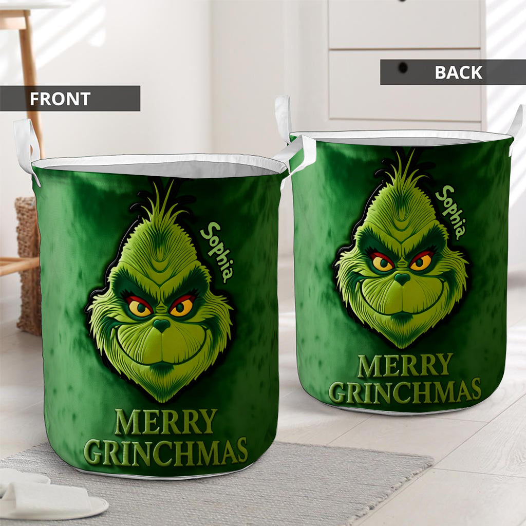 Joyeux Grinchmas - Panier de rangement personnalisé pour étole de Noël