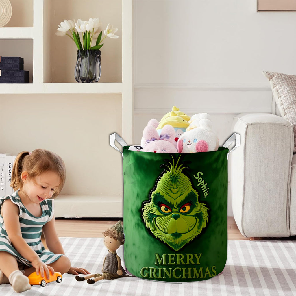 Joyeux Grinchmas - Panier de rangement personnalisé pour étole de Noël