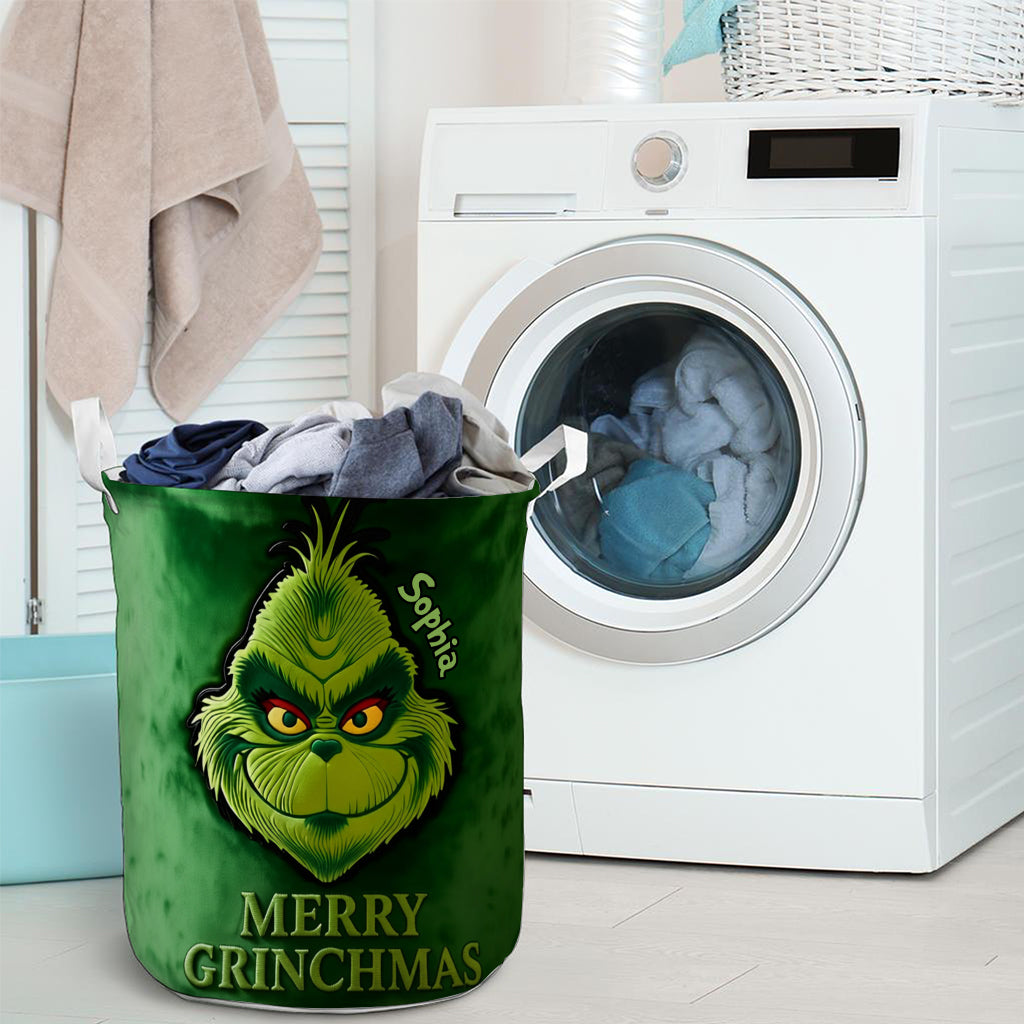 Joyeux Grinchmas - Panier de rangement personnalisé pour étole de Noël