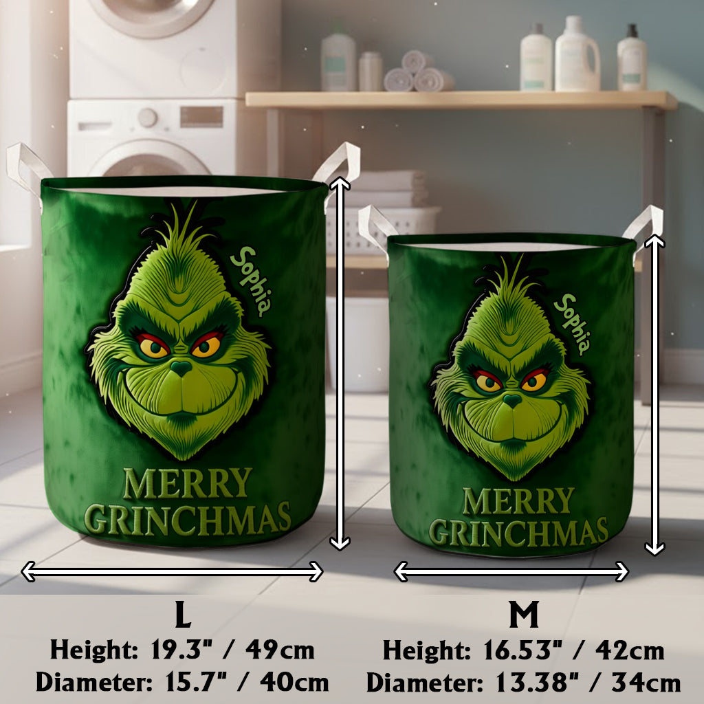 Joyeux Grinchmas - Panier de rangement personnalisé pour étole de Noël