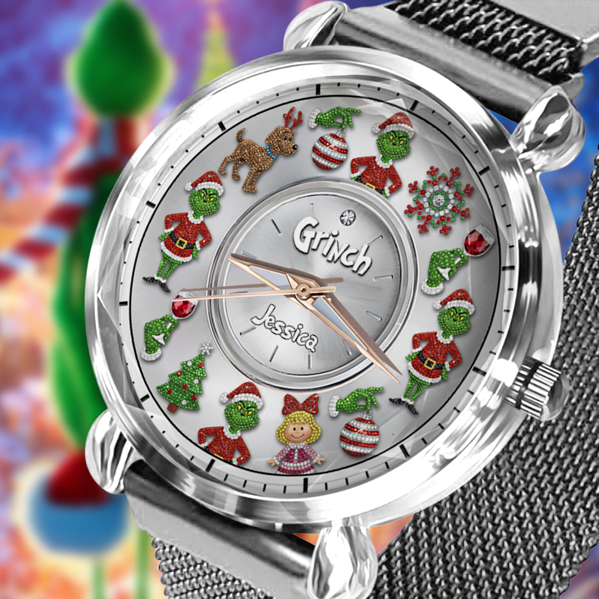 Joyeux Noël - Étole de Noël personnalisée pour femme - Montre-bracelet 