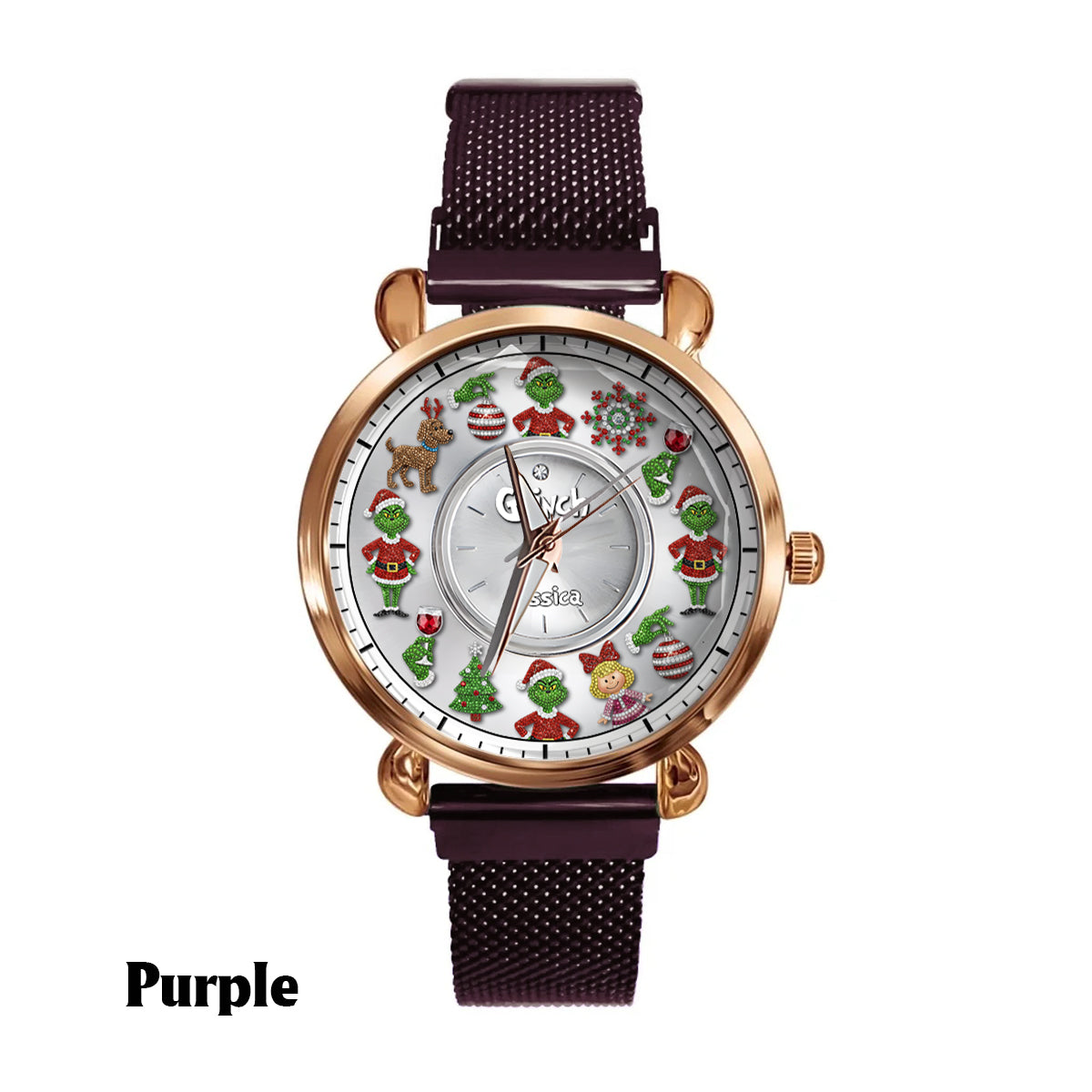 Joyeux Noël - Étole de Noël personnalisée pour femme - Montre-bracelet 
