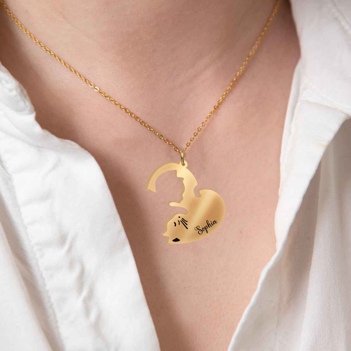 J'adore les chats - Collier pendentif personnalisé assorti à un motif chat