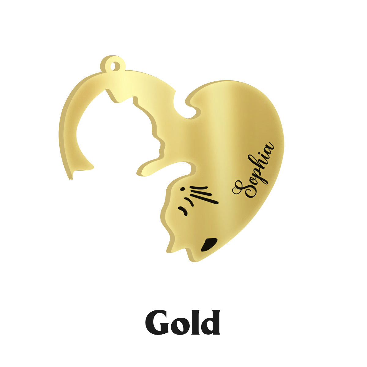 J'adore les chats - Collier pendentif personnalisé assorti à un motif chat