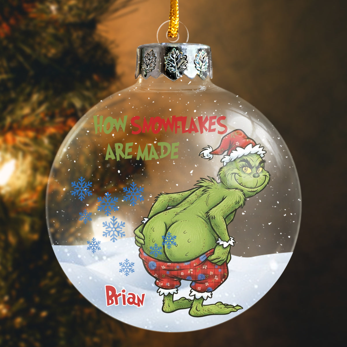 Le Grinch, le monstre du film classique de Noël - Ornement de Noël personnalisé en forme d'étole