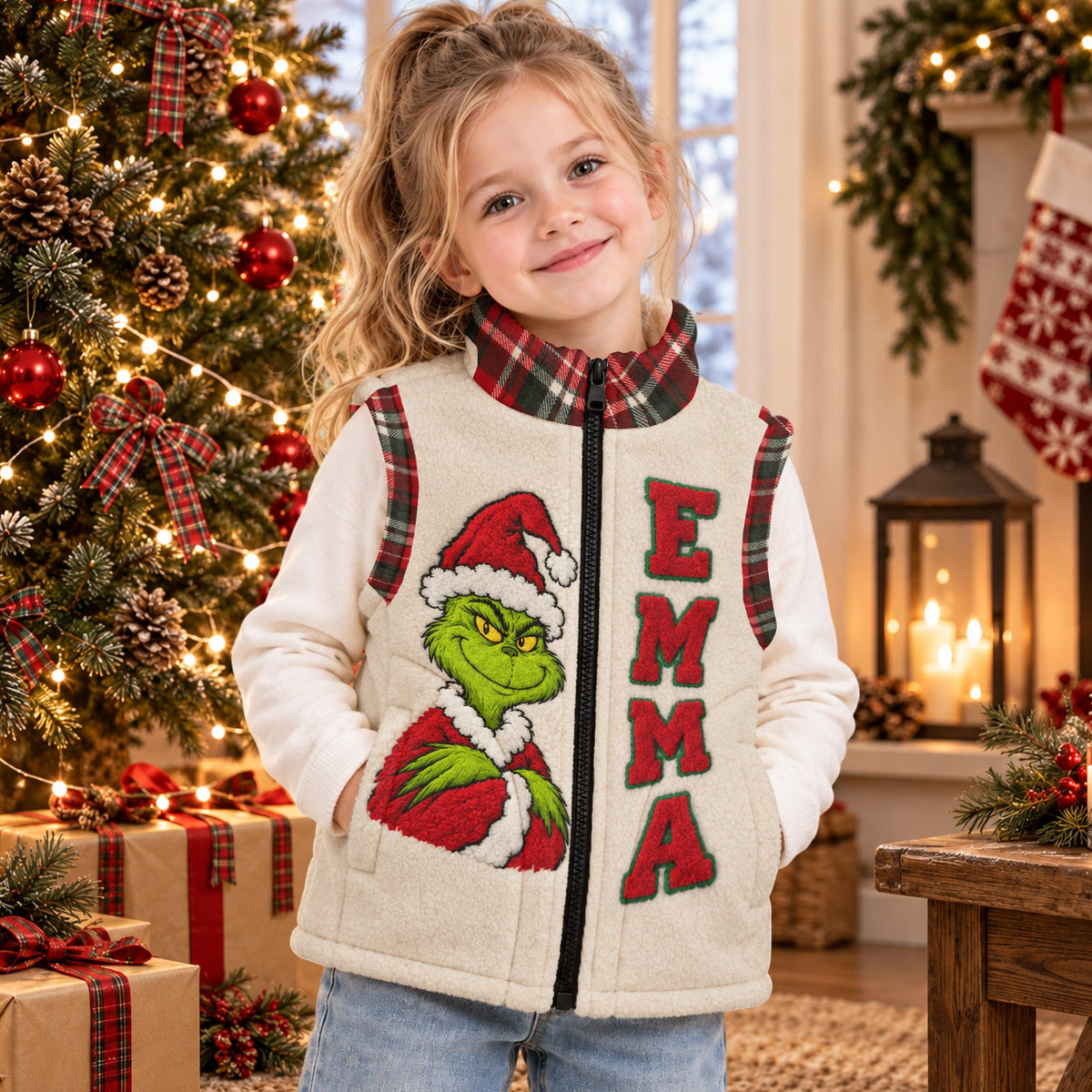 Christmas Is Coming - Personalized Stole Christmas Flannel Fleece Vest
